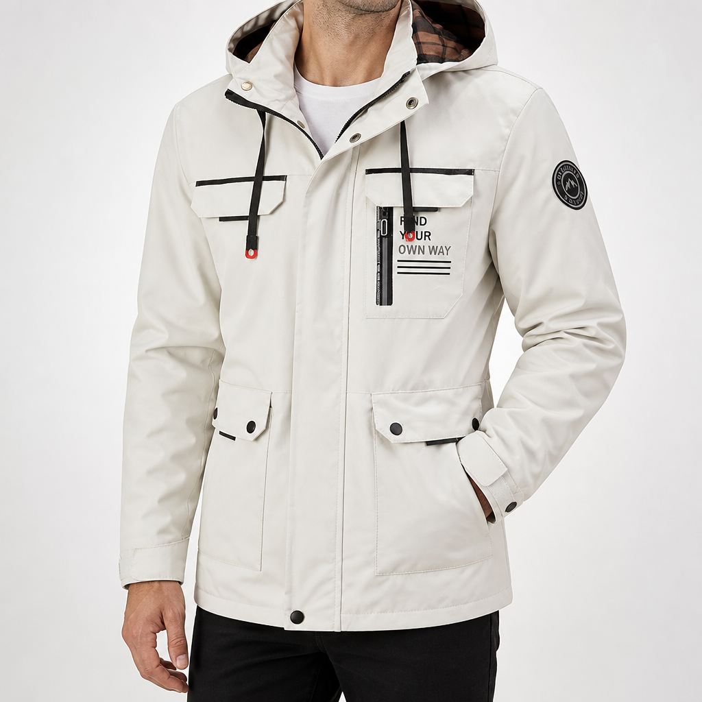 Kaya | Mens Puffer Jacket Plus Size Hooded Padded Warm Winter Coat, White
