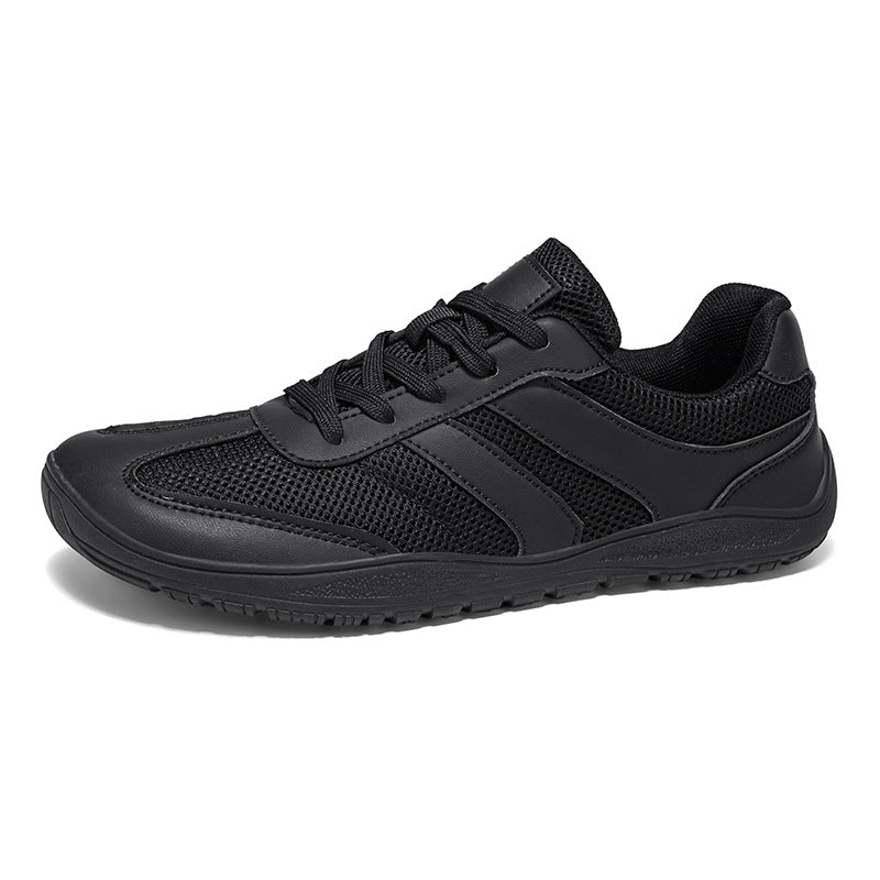 Keaton | Mens Wide Fit Mesh Retro Flat Shoes - Black