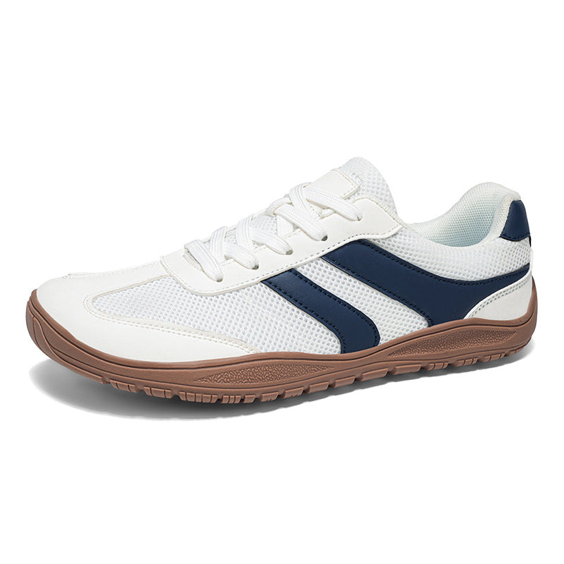 Keaton | Mens Wide Fit Mesh Retro Flat Shoes - White Blue