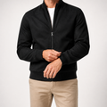 Keir | Mens Cardigan Zip Up Stand Collar Suede Jacket Coat, Black