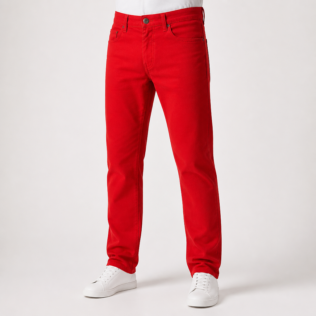Kester | Mens Slim Fit Stretch Denim Casual Skinny Jeans, Red