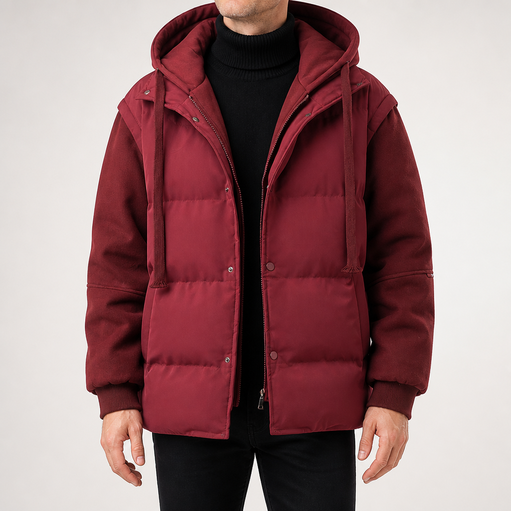 Kit | Mens Winter Puffer Padded Hooded Warm Workwear Coat, Design 1