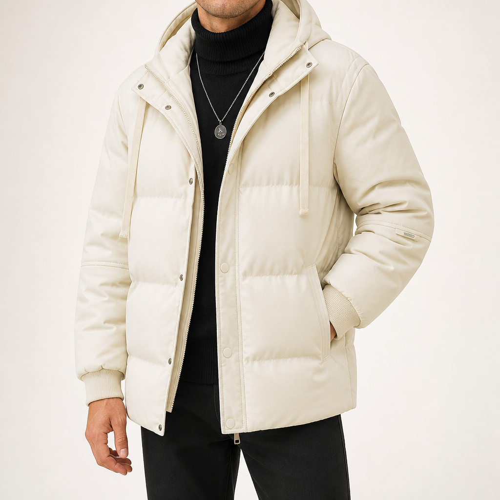 Kit | Mens Winter Puffer Padded Hooded Warm Workwear Coat, Design 2