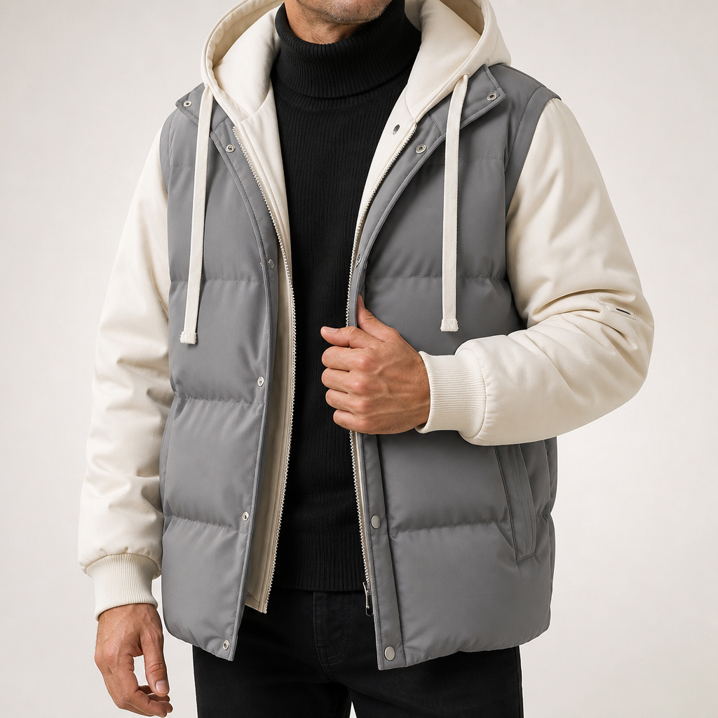 Kit | Mens Winter Puffer Padded Hooded Warm Workwear Coat, Grey