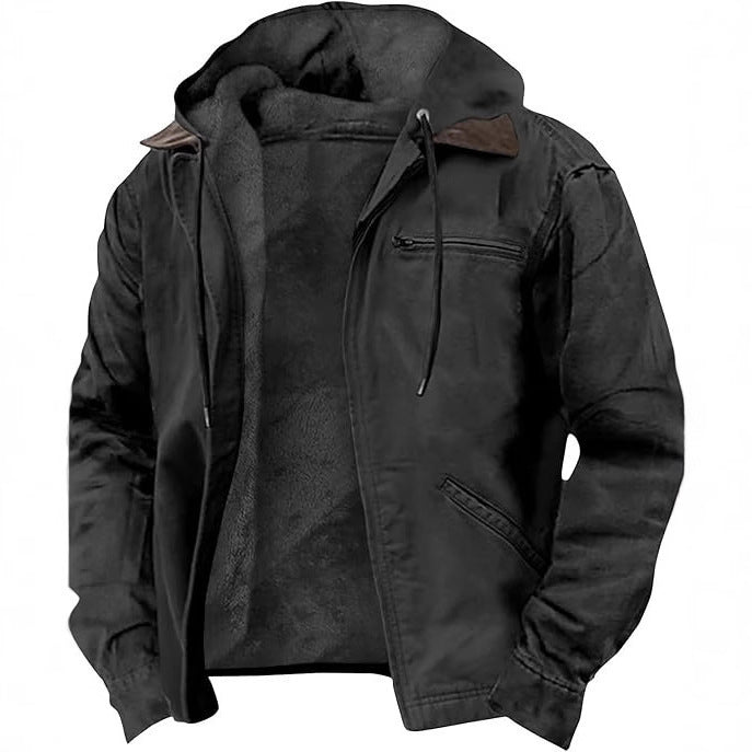 Lachlan | Mens Fleece Lined Hooded Winter Jacket, Black