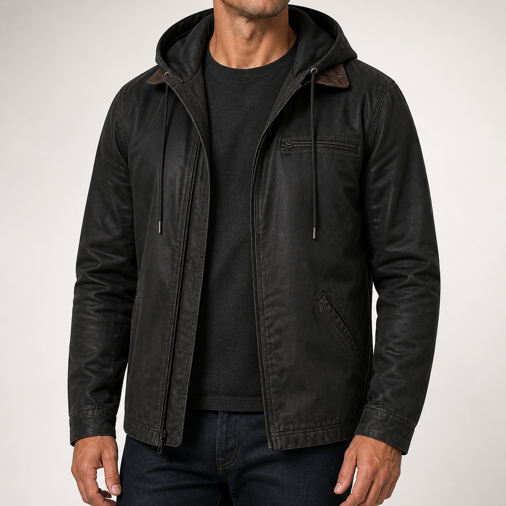 Lachlan | Mens Fleece Lined Hooded Winter Autumn Soft Shell Jacket, Black