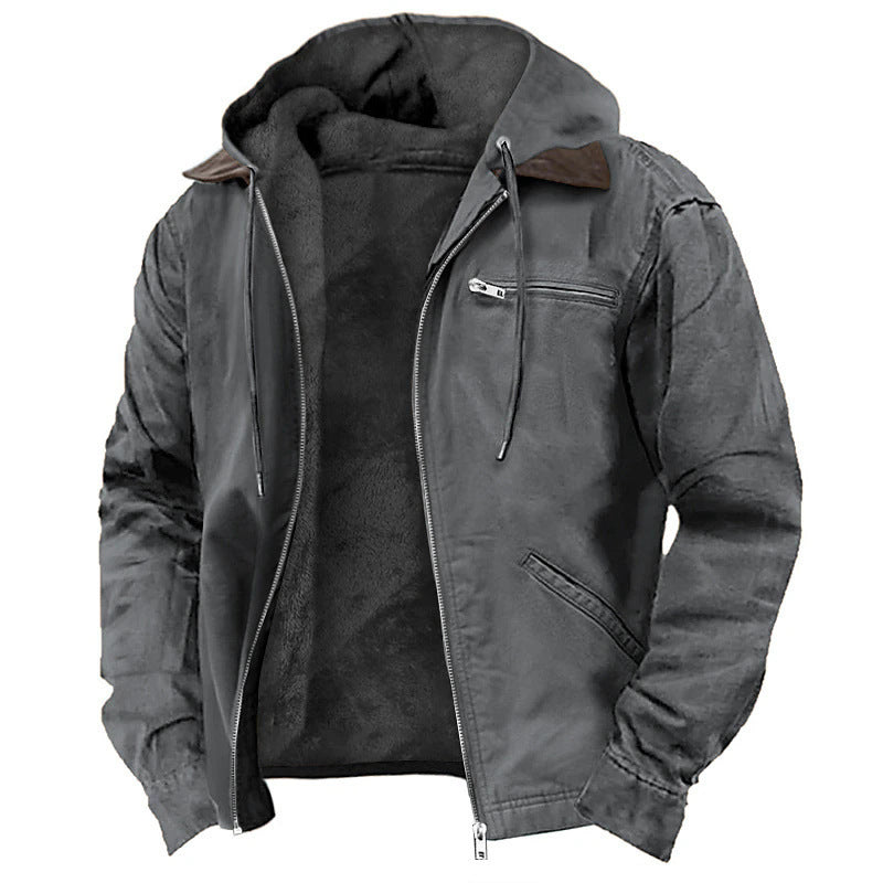 Lachlan | Mens Fleece Lined Hooded Winter Jacket, Grey