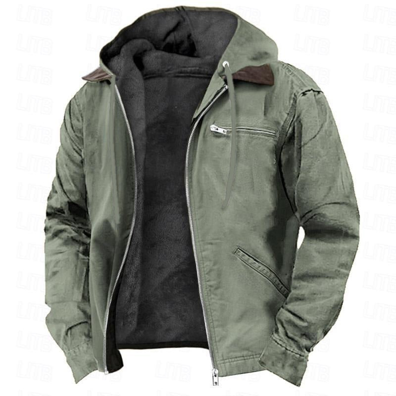 Lachlan | Mens Fleece Lined Hooded Winter Jacket, Light Green