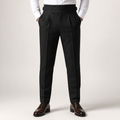 Lachlan | Mens Trousers Slim Fit Straight Leg High Waisted Smart Casual Pants, Black