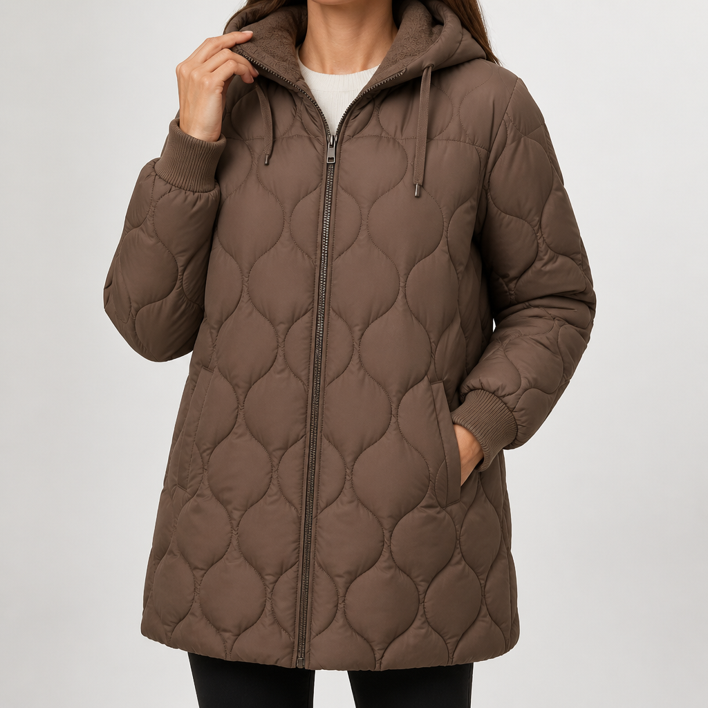 Lavinia | Womens Puffer Jacket Fur Collar Down Warm Winter Coat, Black White