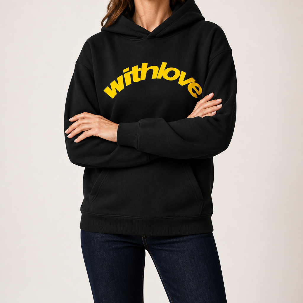 Leif | Womens Hoodies Hooded Sweatshirt Letter Print Long Sleeve Jacket, Black 2
