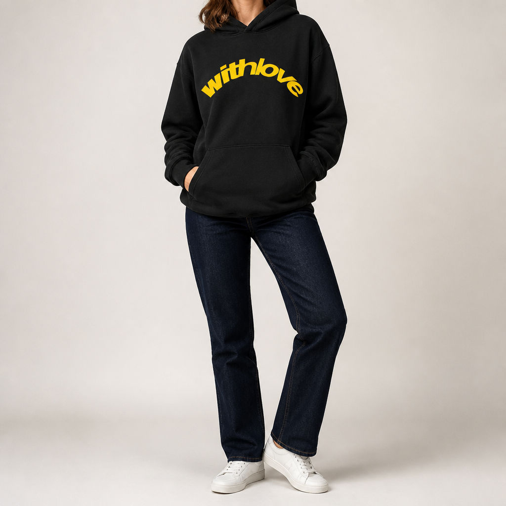 Leif | Womens Hoodies Hooded Sweatshirt Letter Print Long Sleeve Jacket, Black 2