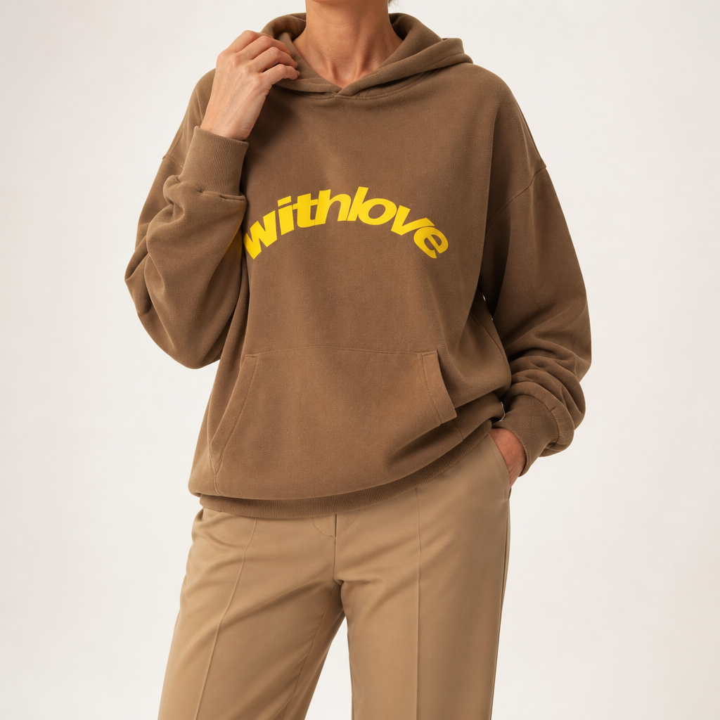 Leif | Womens Hoodies Hooded Sweatshirt Letter Print Long Sleeve Jacket, Coffee