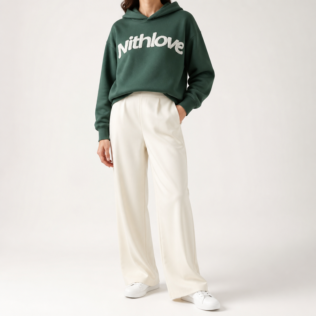 Leif | Womens Hoodies Hooded Sweatshirt Letter Print Long Sleeve Jacket, Dark Green 2