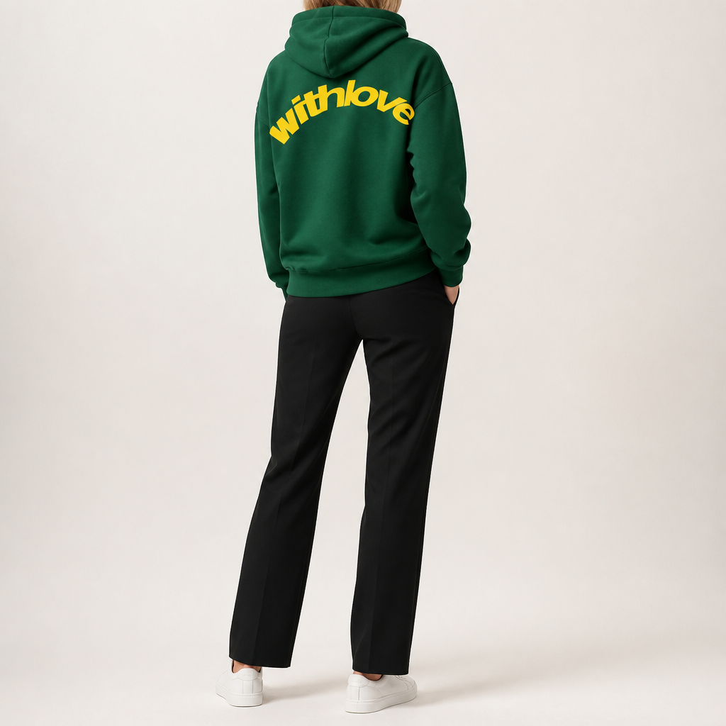 Leif | Womens Hoodies Hooded Sweatshirt Letter Print Long Sleeve Jacket, Dark Green