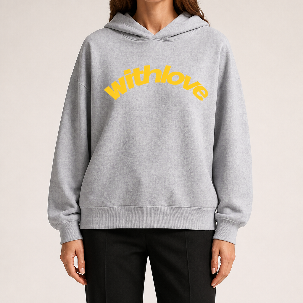Leif | Womens Hoodies Hooded Sweatshirt Letter Print Long Sleeve Jacket, Light Grey 2