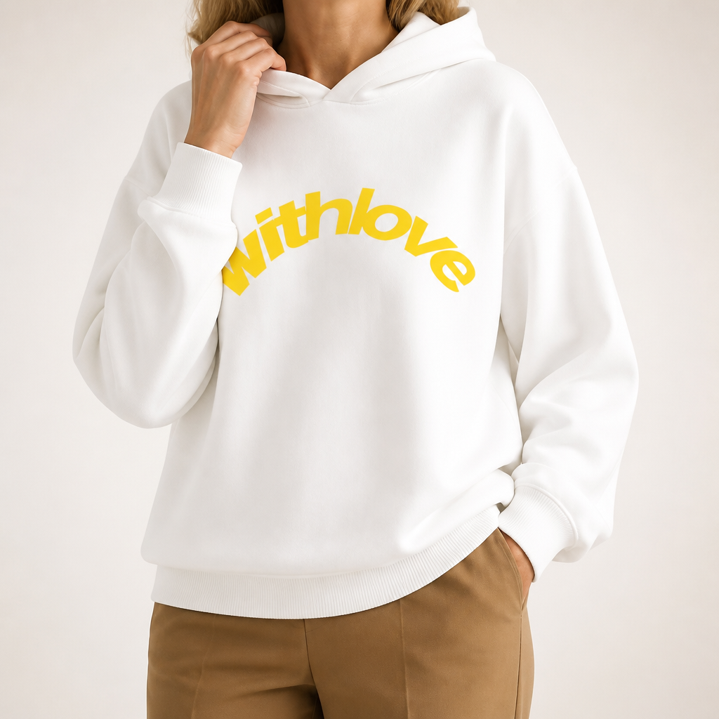 Leif | Womens Hoodies Hooded Sweatshirt Letter Print Long Sleeve Jacket, Yellow