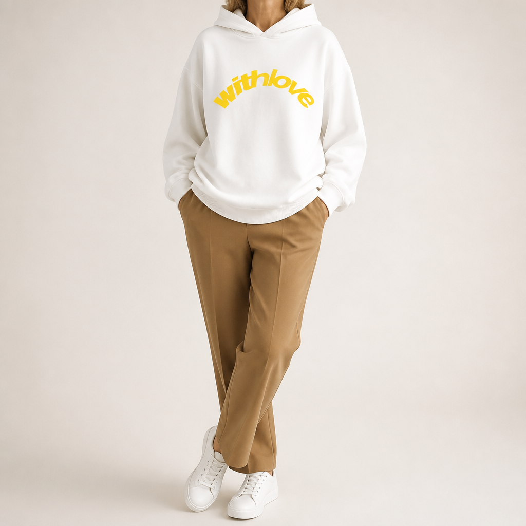 Leif | Womens Hoodies Hooded Sweatshirt Letter Print Long Sleeve Jacket, Yellow