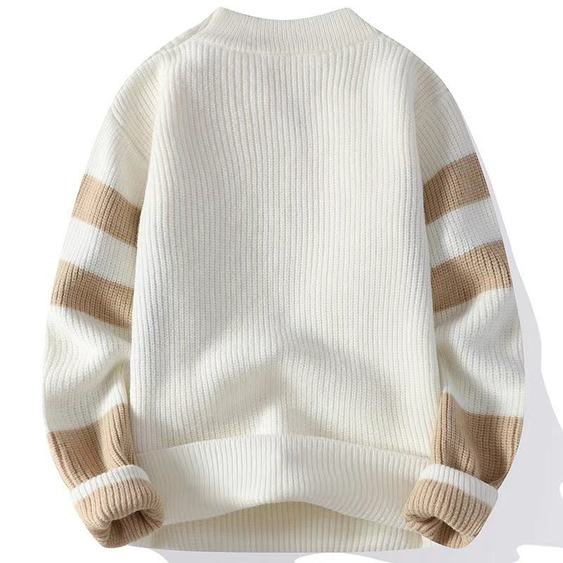 Leland | Mens Knitted Winter Warm Loose Contrast Colour Sweater - 1