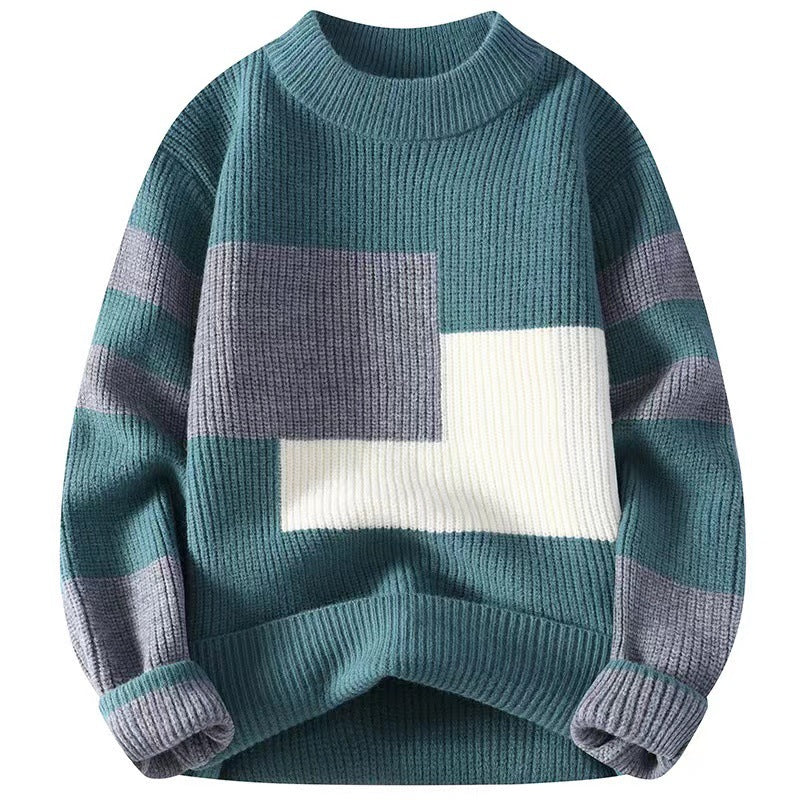 Leland | Mens Knitted Winter Warm Loose Contrast Colour Sweater - 2