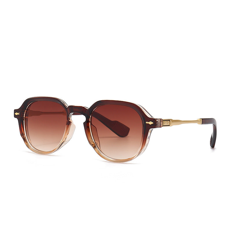 Lennox | Womens Narrow Rectangle Retro Sunglasses - Tea / Tea Lens