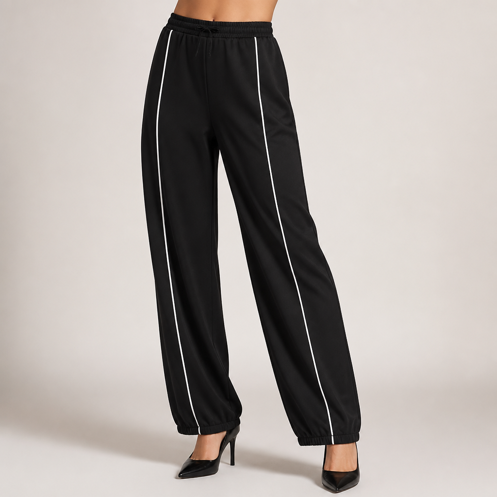 Leopold | Womens Tracksuit Sweatshirt Wide Leg Pants Two Piece Set Loungewear, Black