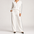 Leopold | Womens Tracksuit Sweatshirt Wide Leg Pants Two Piece Set Loungewear, White