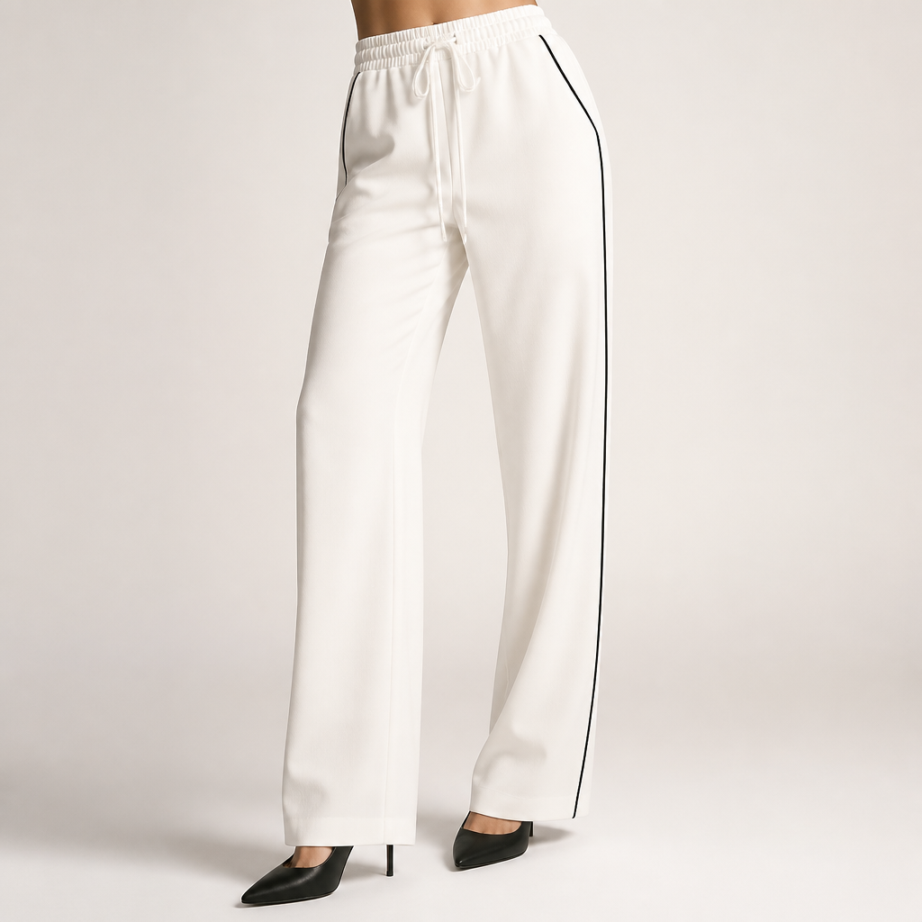 Leopold | Womens Tracksuit Sweatshirt Wide Leg Pants Two Piece Set Loungewear, White