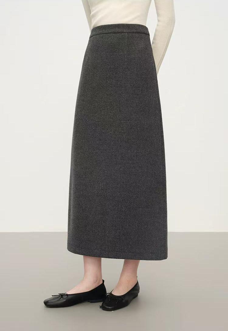 Liesl | Womens Knitted Straight A Line Midi Skirt - Grey