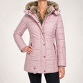 Linnea | Womens Parka Coat Fur Collar Padded Warm Winter Coat, Pink