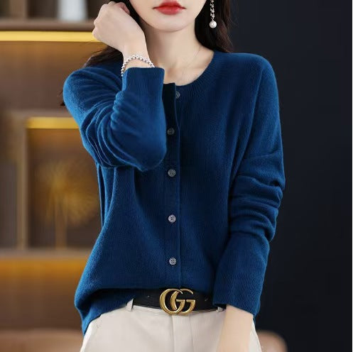 Liv | Womens Round Neck Cropped Knit Cardigan - 11