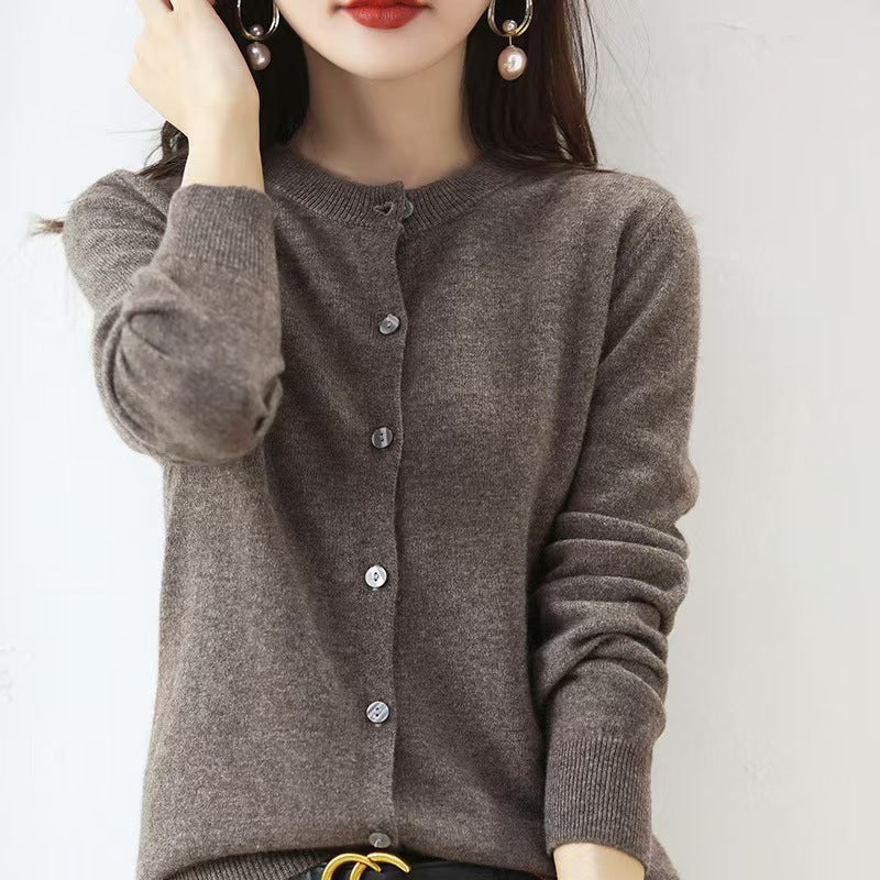 Liv | Womens Round Neck Cropped Knit Cardigan - 12