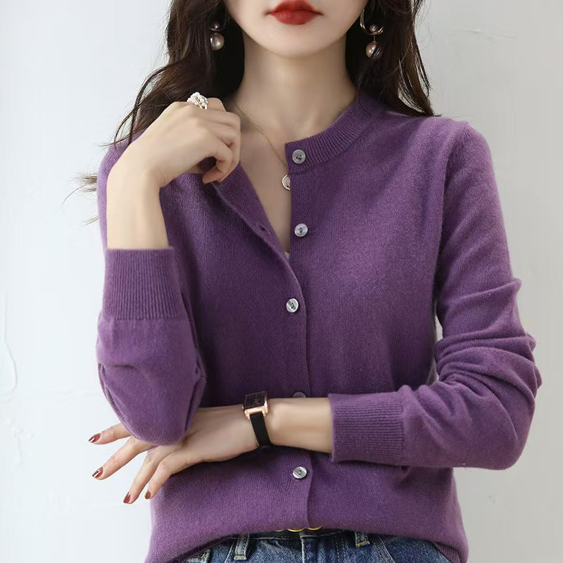 Liv | Womens Round Neck Cropped Knit Cardigan - 13