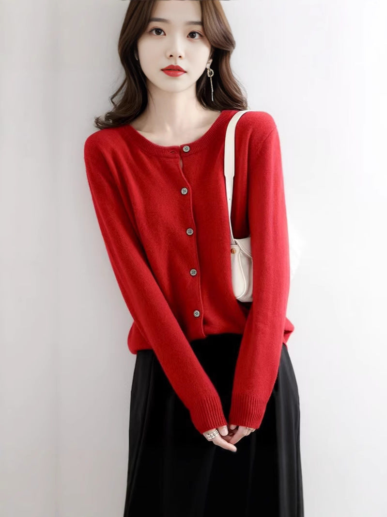 Liv | Womens Round Neck Cropped Knit Cardigan - 3
