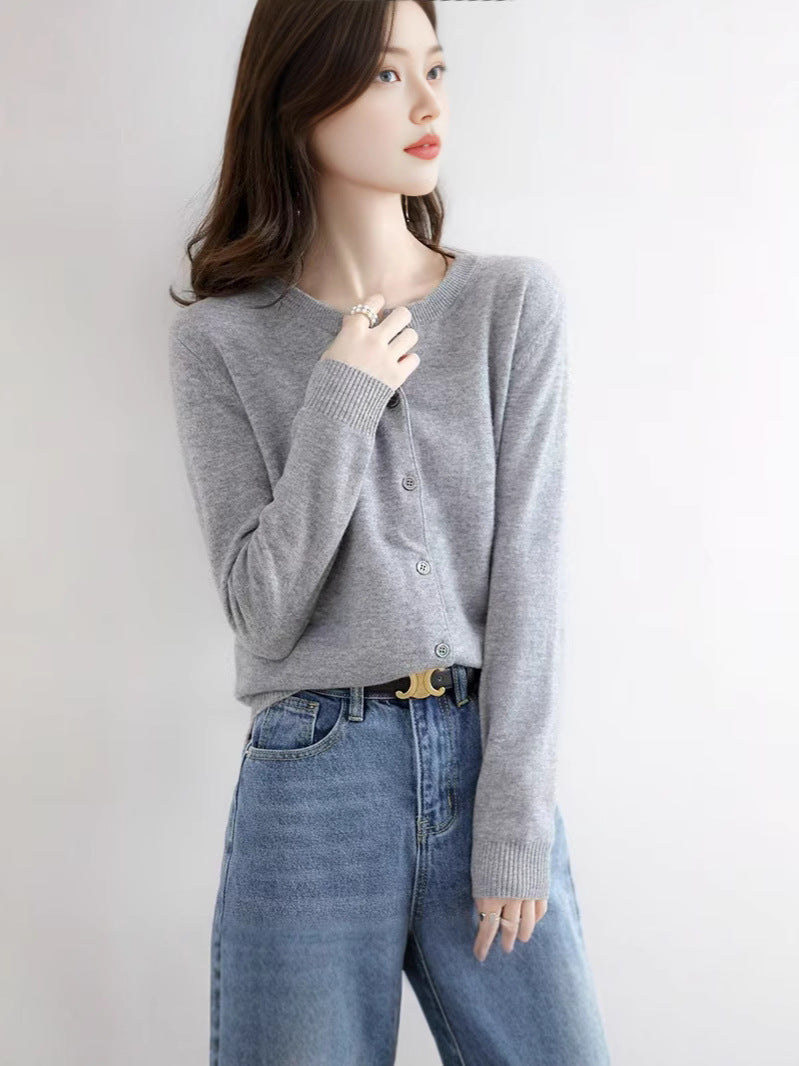 Liv | Womens Round Neck Cropped Knit Cardigan - 4