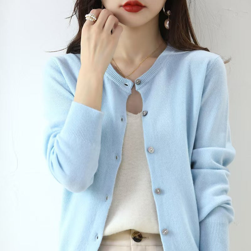 Liv | Womens Round Neck Cropped Knit Cardigan - 6