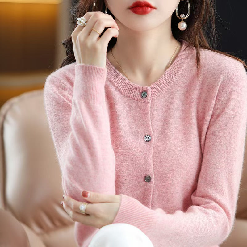 Liv | Womens Round Neck Cropped Knit Cardigan - 7