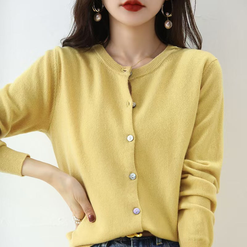 Liv | Womens Round Neck Cropped Knit Cardigan - 9