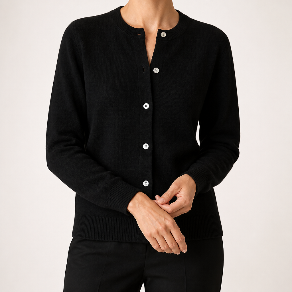 Liv | Womens Cardigan Round Neck Cropped Knitted Jumper Cardigan, Black