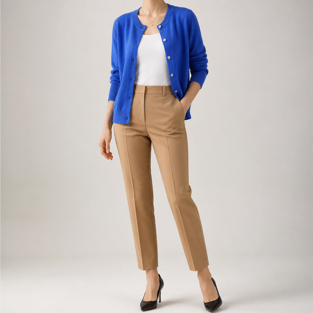 Liv | Womens Cardigan Round Neck Cropped Knitted Jumper Cardigan, Blue