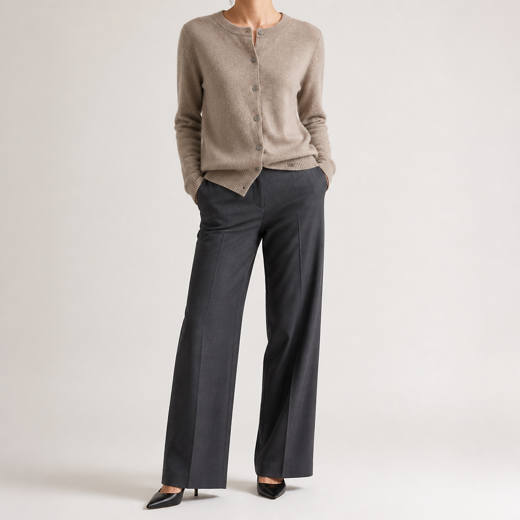 Liv | Womens Cardigan Round Neck Cropped Knitted Jumper Cardigan, Camel 2