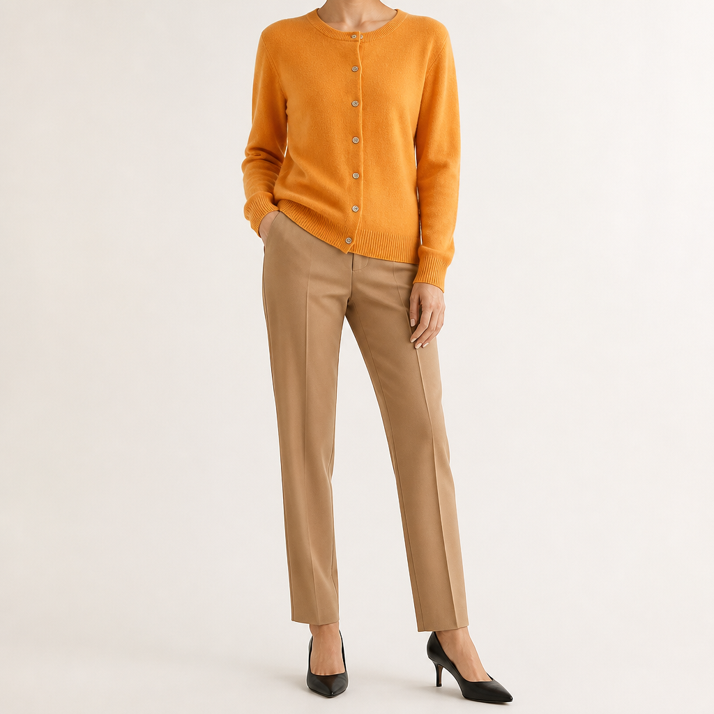 Liv | Womens Cardigan Round Neck Cropped Knitted Jumper Cardigan, Mustard