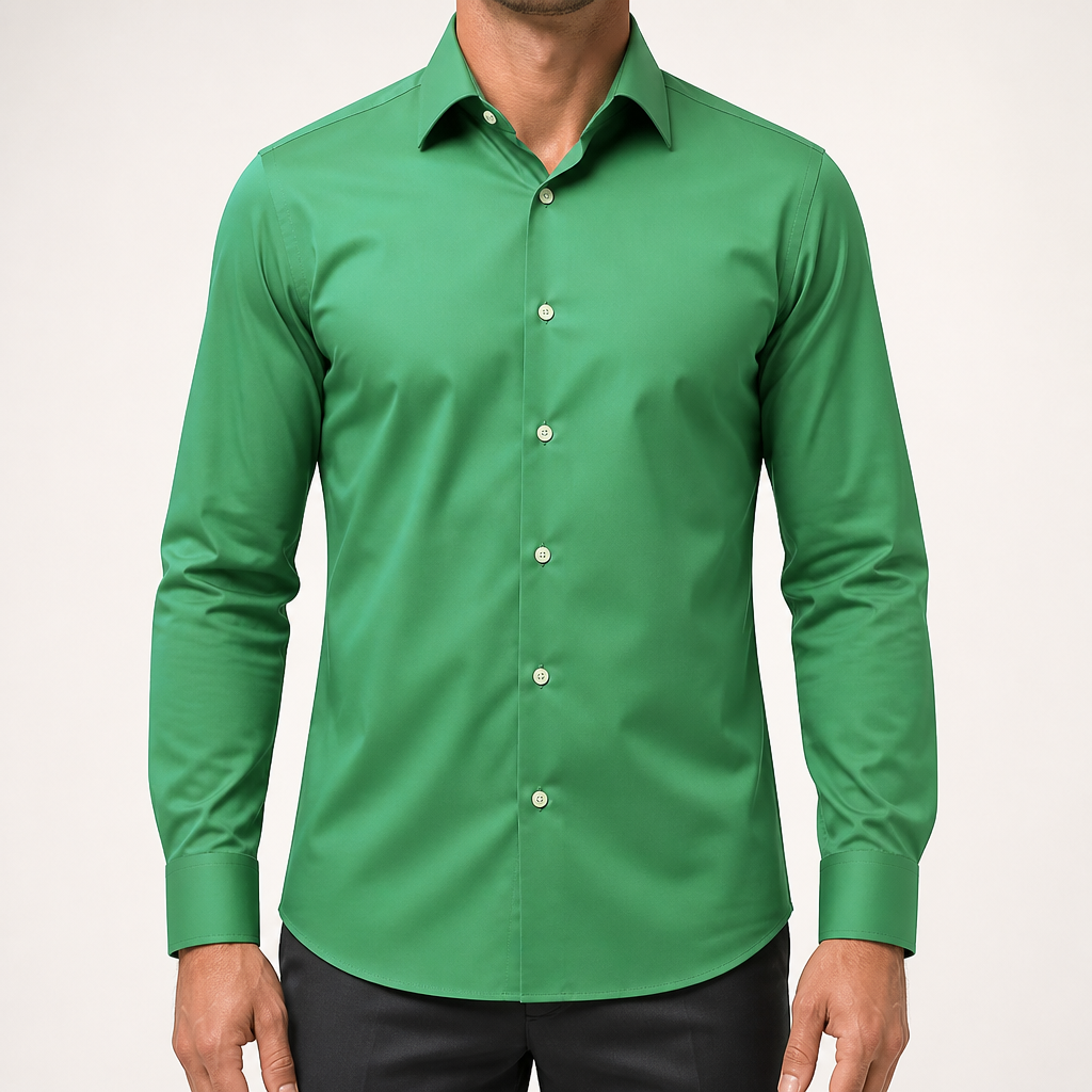 Lorcan | Mens Long Sleeve Formal Business Shirt Wrinkle Free Slim Fit, Green