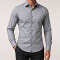 Lorcan | Mens Long Sleeve Formal Business Shirt Wrinkle Free Slim Fit, Grey
