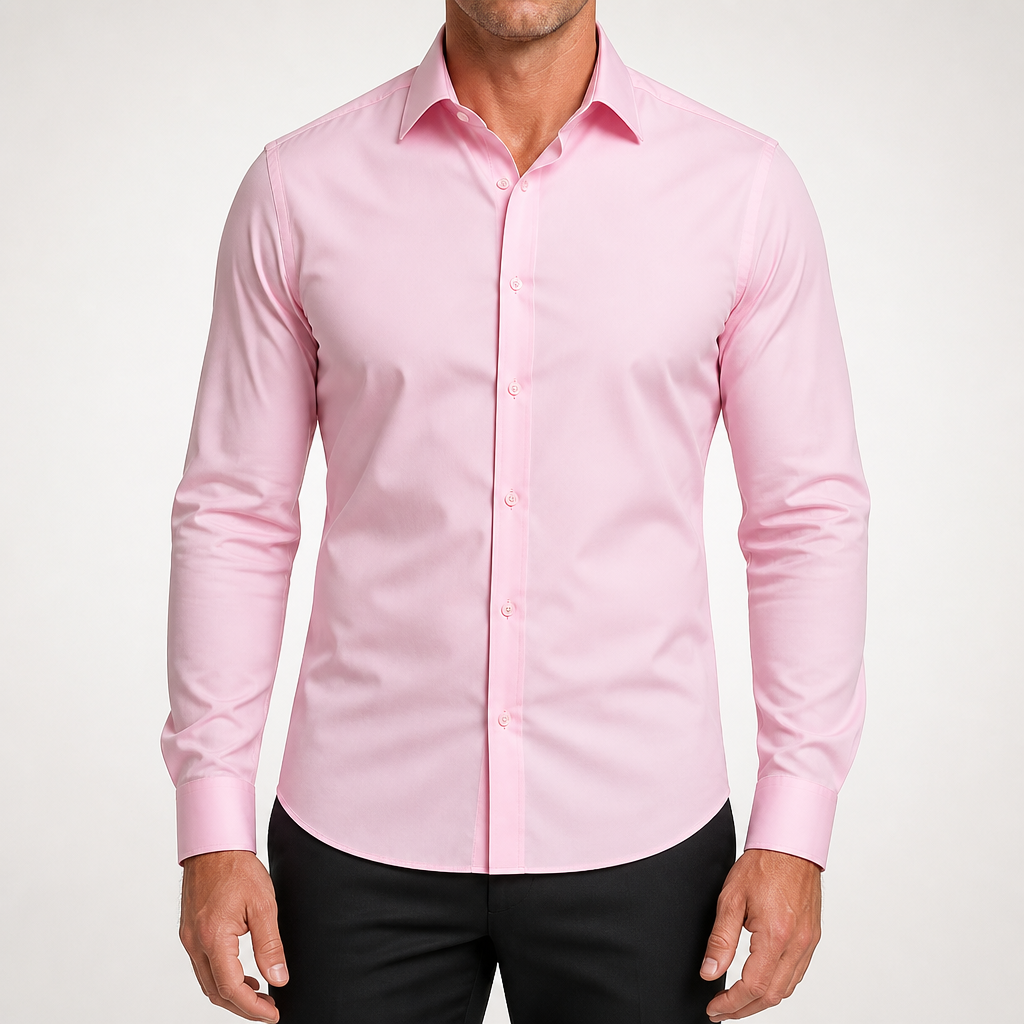 Lorcan | Mens Long Sleeve Formal Business Shirt Wrinkle Free Slim Fit, Pink