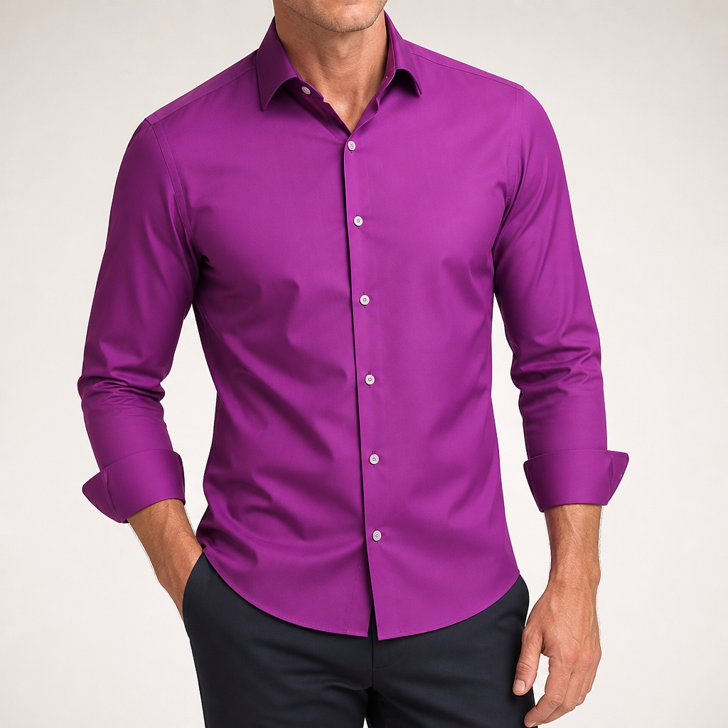 Lorcan | Mens Long Sleeve Formal Business Shirt Wrinkle Free Slim Fit, Purple