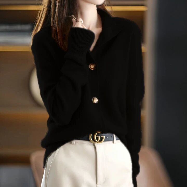 Lucinda | Womens Knit Cardigan Stand Collar Loose Jacket - 7