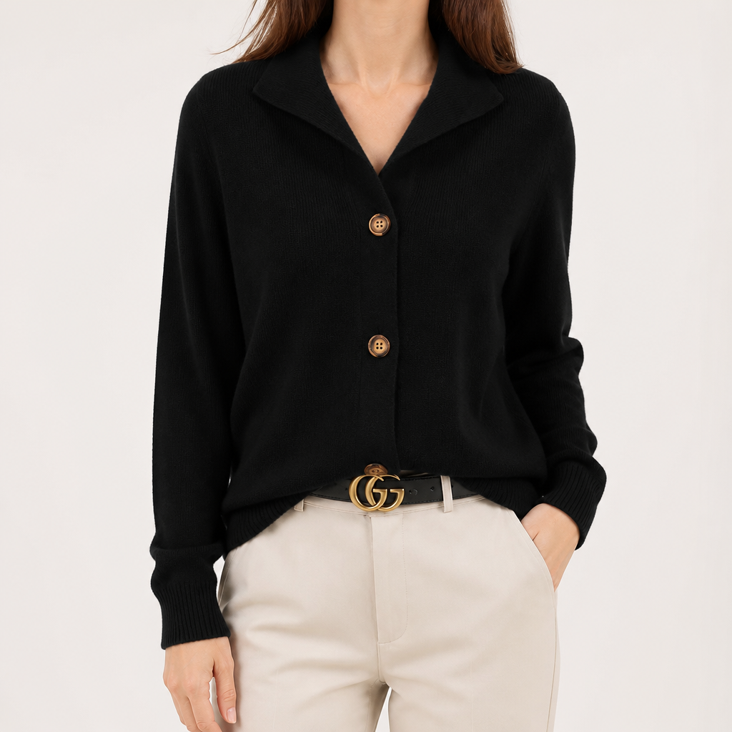Lucinda | Womens Knit Cardigan Stand Collar Loose Jacket Outerwear, Black