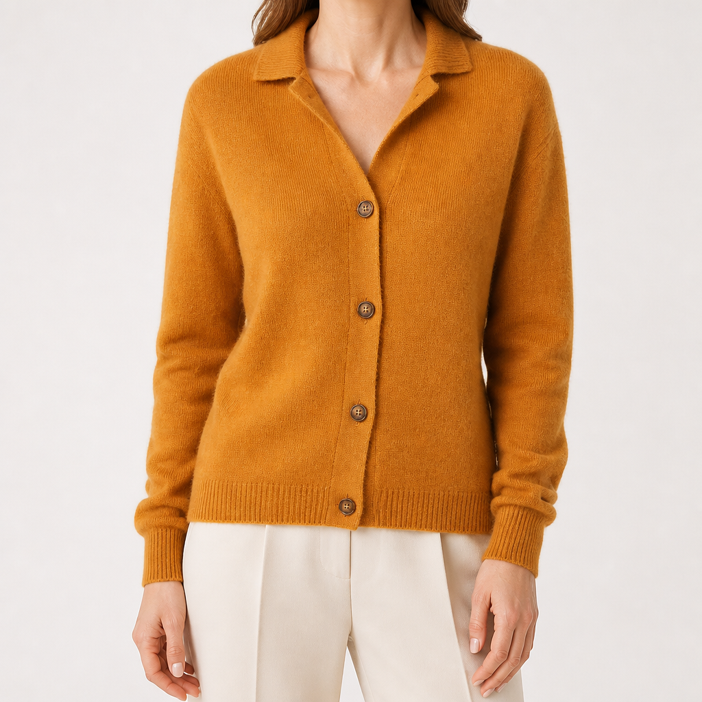 Lucinda | Womens Knit Cardigan Stand Collar Loose Jacket Outerwear, Caramel