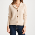Lucinda | Womens Knit Cardigan Stand Collar Loose Jacket Outerwear, Cream